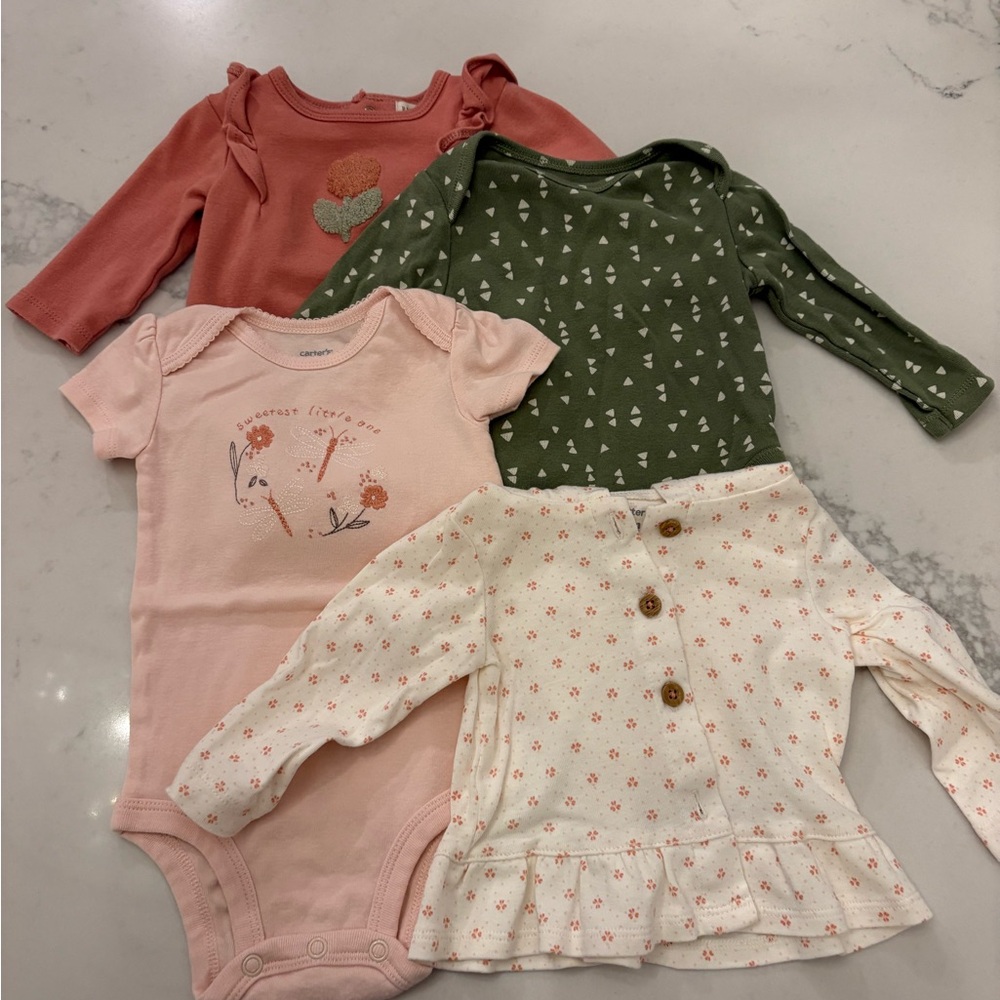 Baby 3-6M Kids Shirts & Tops - Pink, Green, White